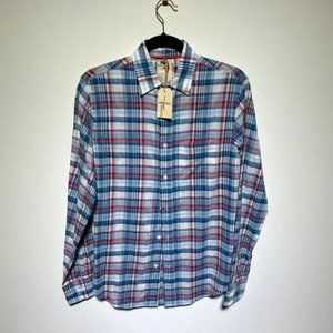 Relwen Red, White & Blue Plaid Long Sleeve Button Down Shirt Boys Size XS